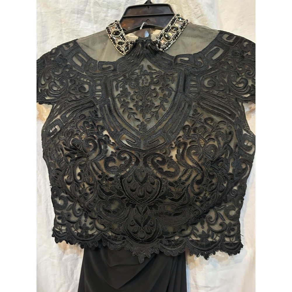 Mon Cheri Lace Crop Top Pencil Skirt Dress Sexy Victorian Goth Beaded Neck Sz 6